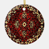 ペルシャの絨毯は濃い赤とクリーム色で見える セラミックオーナメント (正面)
