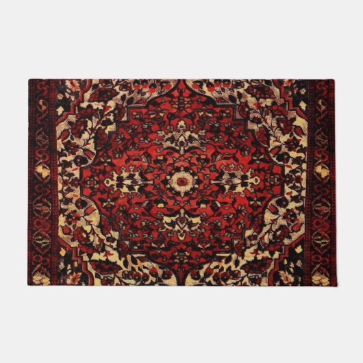 ペルシャの絨毯は濃い赤とクリーム色で見える ドアマット (正面)