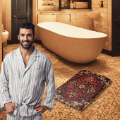 ペルシャの絨毯は濃い赤とクリーム色で見える バスマット