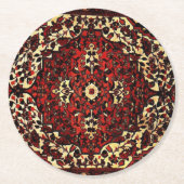 ペルシャの絨毯は濃い赤とクリーム色で見える ラウンドペーパーコースター (正面)