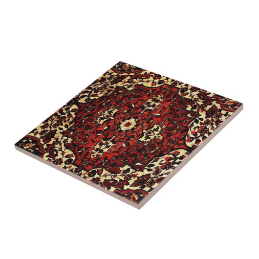 ペルシャの絨毯は濃い赤とクリーム色をしている タイル (側面)