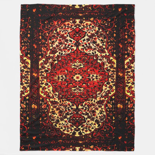 ペルシャの絨毯は赤とクリーム色 フリースブランケット (正面)