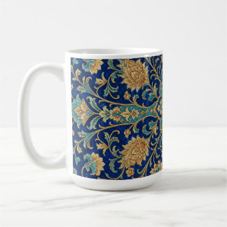 ペルシャの花柄アラベスク ロイヤルブルー コーヒーマグカップ