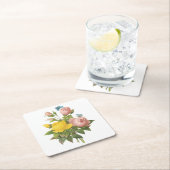 ペルシャの黄色いバラ、紅茶バラby Redoue スクエアペーパーコースター (インサイチュ)