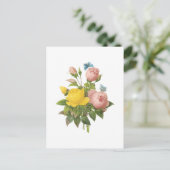 ペルシャの黄色いバラ、紅茶バラby Redoue ポストカード (スタンド正面)