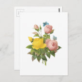 ペルシャの黄色いバラ、紅茶バラby Redoue ポストカード (正面/裏面)