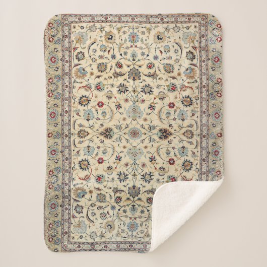 ペルシャカシャンほこりっぽいベビーブルー シェルパブランケット (正面)