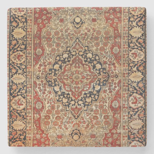 ペルシャカシャンバーントオレンジイエロー  ストーンコースター (正面)