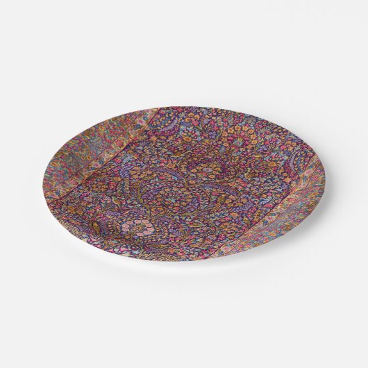 ペルシャカラフル絨毯の模様 ペーパープレート (アングル)