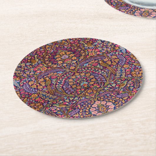 ペルシャカラフル絨毯の模様 ラウンドペーパーコースター (アングル)
