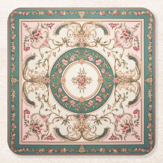 ペルシャカーペットフローラ スクエアペーパーコースター (正面)