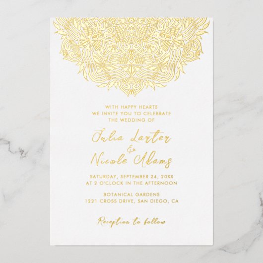 ペルシャジュエルアーチペトロ結婚マンダラ 箔招待状 (正面)