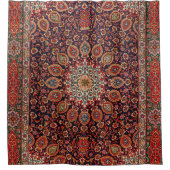 ペルシャタブリズブラック放射状ジオメトリック  シャワーカーテン (正面)