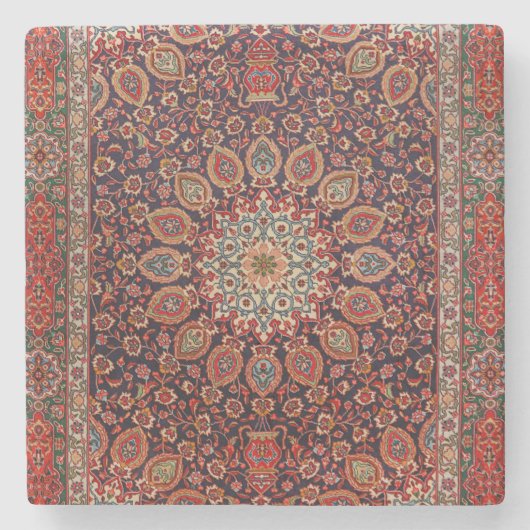 ペルシャタブリズブラック放射状ジオメトリック  ストーンコースター (正面)