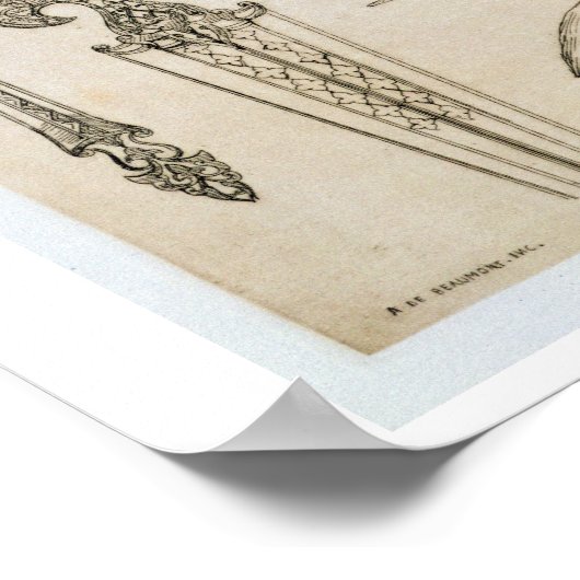 ペルシャデザインは毎日の銀の刃物のための' ポスター (角)