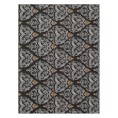 ペルシャパターン-水彩画の黒および金ゴールド テーブルクロス (正面)