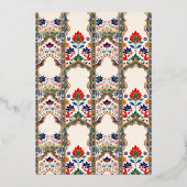 ペルシャフローラインレイ海軍ブルームスリム結婚ズ金ゴールド 箔招待状 (裏面)