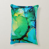 ペルシャブルー、シャルトルーズグリーン。とても美しい芸術 アクセントクッション (裏面(縦))