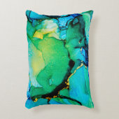 ペルシャブルー、シャルトルーズグリーン。とても美しい芸術 アクセントクッション (正面(垂直))
