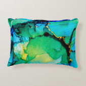 ペルシャブルー、シャルトルーズグリーン。とても美しい芸術 アクセントクッション (裏面)