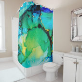 ペルシャブルー、チャートルーズグリーン。非常に美しい芸術 シャワーカーテン (インサイチュ)