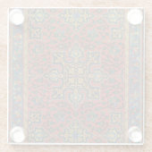 ペルシャラグカーペットレッドブルークラシック ガラスコースター (裏面)