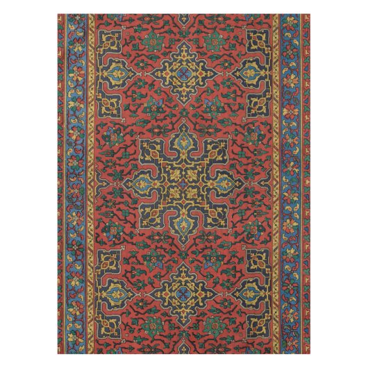 ペルシャラグカーペットレッドブルークラシック テーブルクロス (正面)