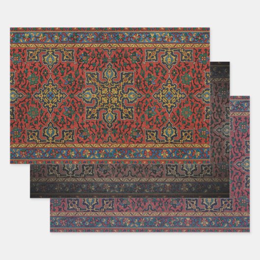 ペルシャラグカーペットレッドブルークラシック ラッピングペーパーシート (セット)