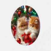 ペルシャン+子猫+メリークリスマス メタルオーナメント (正面左)