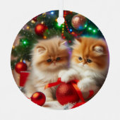 ペルシャン+子猫+メリークリスマス メタルオーナメント (正面)