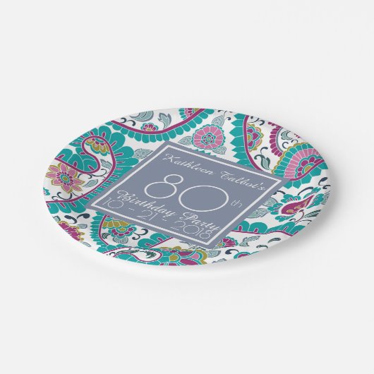 ペルシャ人のBotehのペイズリーの第80誕生会の紙P ペーパープレート (アングル)