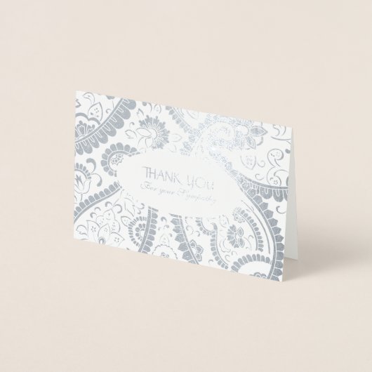 ペルシャ人のBotehのペイズリーパターン悔やみや弔慰は感謝していしています 箔カード (正面)