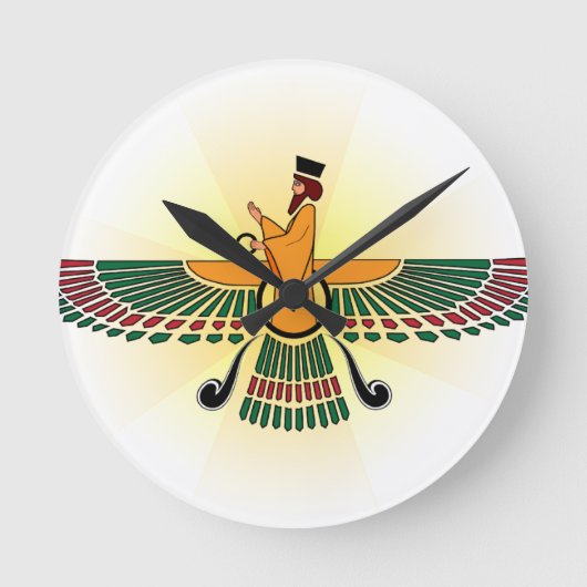 ペルシャ人のFarvaharの時計 ラウンド壁時計 (正面)