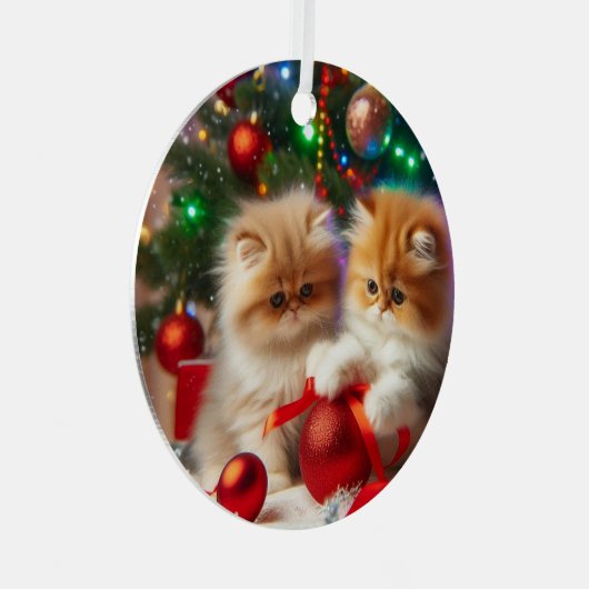 ペルシャ子猫メリークリスマス メタルオーナメント (正面右)