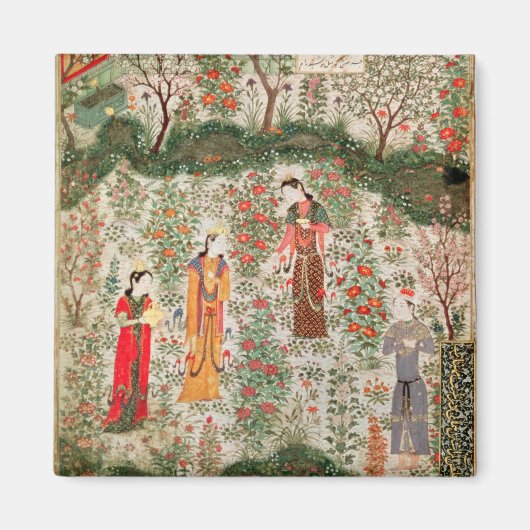 ペルシャ庭園、15世紀(紙付き) マグネット (正面)