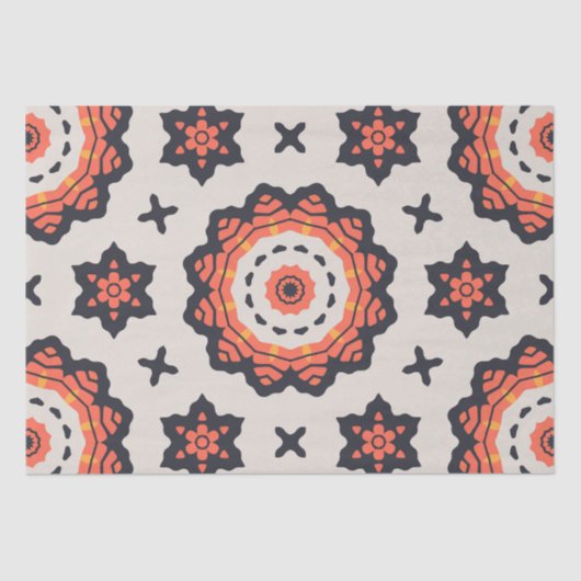 ペルシャ星模様イエローベージュオレンジ 薄葉紙 (正面)