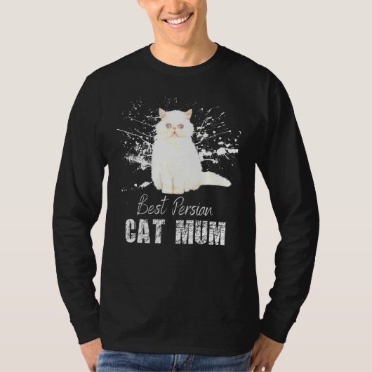 ペルシャ最高の猫お母さん白ペルシャ猫絵を描入り Tシャツ (正面)
