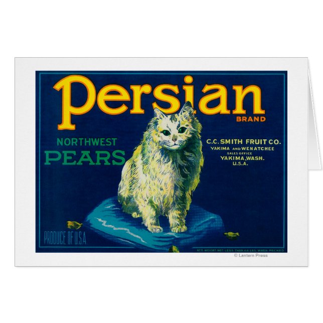 ペルシャ洋ナシのクレートLabelYakima, WA (正面横)