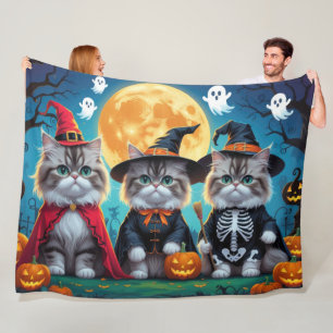 ペルシャ猫かぼちゃハロウィンおもしろい フリースブランケット