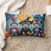ペルシャ猫かぼちゃハロウィンおもしろい ランバークッション (ブランケット)