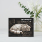 ペルシャ猫がセピア調で寝るペットシッターのP ポストカード (スタンド正面)