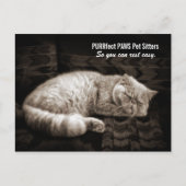 ペルシャ猫がセピア調で寝るペットシッターのP ポストカード (正面)