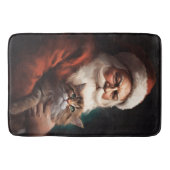 ペルシャ猫とサンタクロースのクリスマス バスマット (正面)