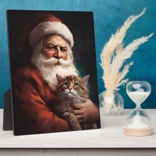ペルシャ猫とサンタクロースのクリスマス フォトプラーク (側面)