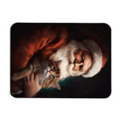 ペルシャ猫とサンタクロースのクリスマス マグネット (横)