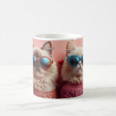 ペルシャ猫とハートバラバレンタインデー コーヒーマグカップ (中央)