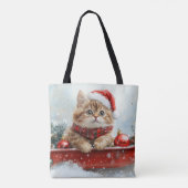 ペルシャ猫のそり 雪を降らせて クリスマス トートバッグ (裏面)