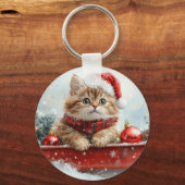 ペルシャ猫のそり Let it Snow クリスマス キーホルダー (正面)