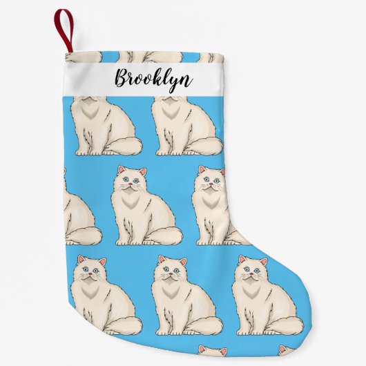 ペルシャ猫のイラストレーション スモールクリスマスストッキング (正面)