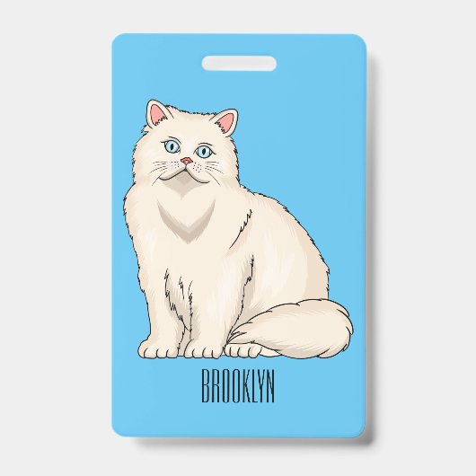 ペルシャ猫のイラストレーション バッジ (正面)